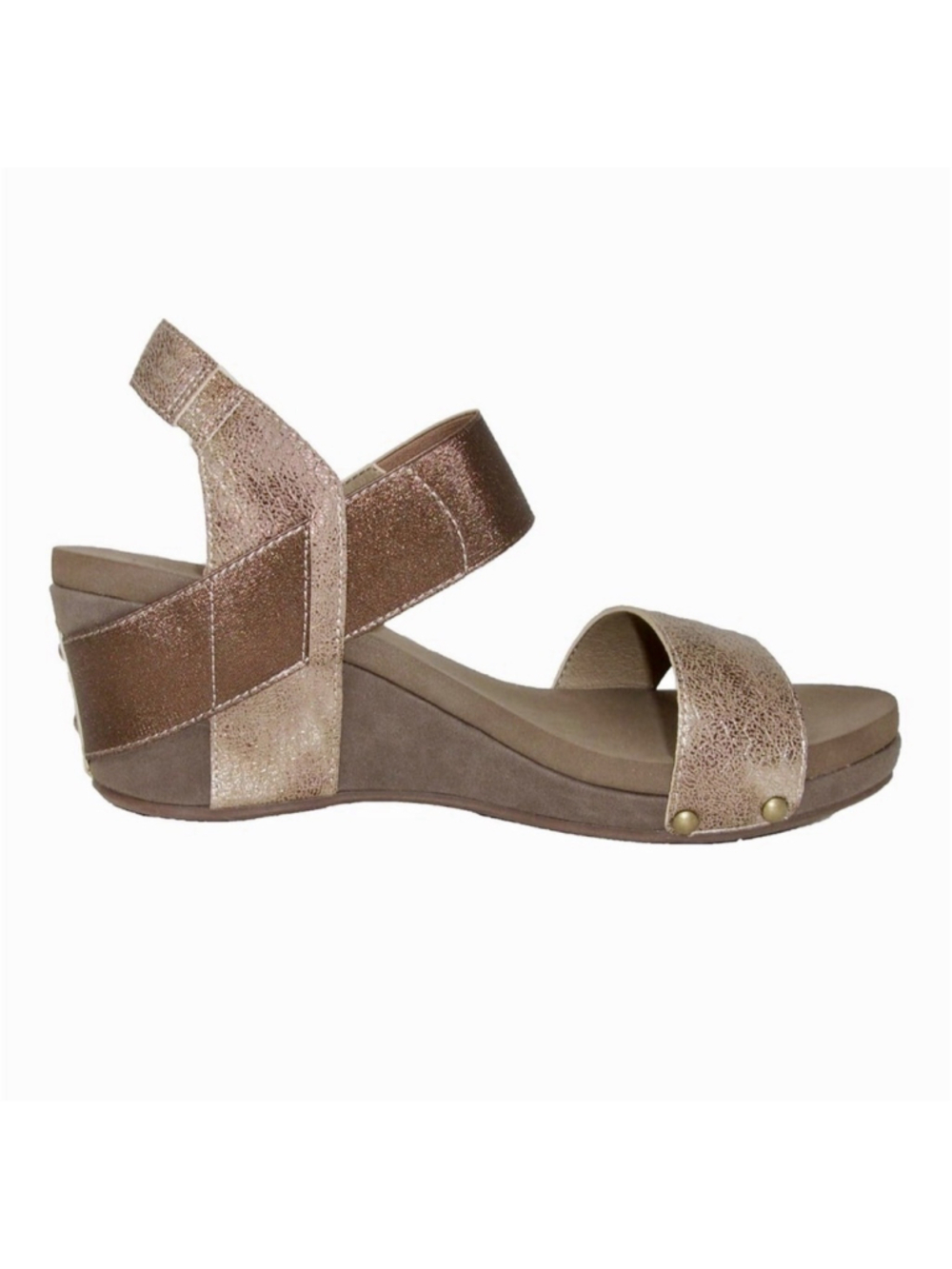 Corkys Bandit Wedge Sandals Women’s Size 10 Bronze & Gold Metallic Comfort Shoes - Picture 2 of 4